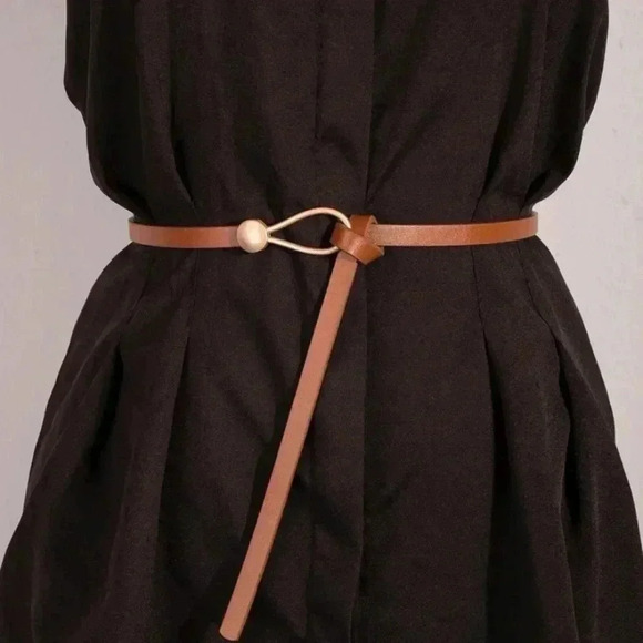 Western Boho Minimalist Camel Knot Belt Thin Waist Belt Vintage Style - Picture 2 of 9